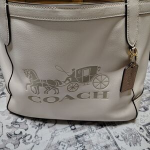 Coach Cream and Gold Tote Bag